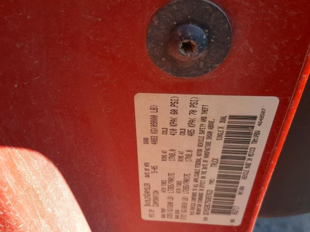 3D7KS28C75G857633 - 2005 DODGE RAM 2500 S RED photo 10