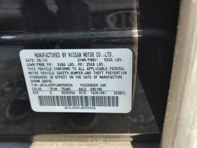 JN1AJ0HR1AM756504 - 2010 INFINITI EX35 BASE BLACK photo 10