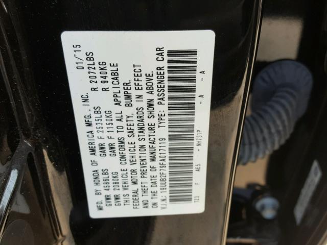 19UUB2F79FA017119 - 2015 ACURA TLX ADVANC BLACK photo 10