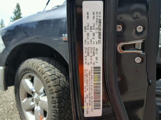 1C6RR7LT9DS564176 - 2013 RAM 1500 SLT BLACK photo 10