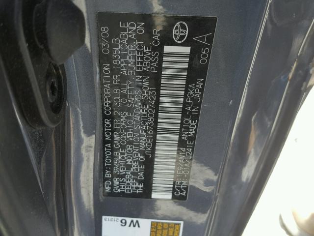 JTKDE167380274231 - 2008 TOYOTA SCION TC 蓝色 照片 10