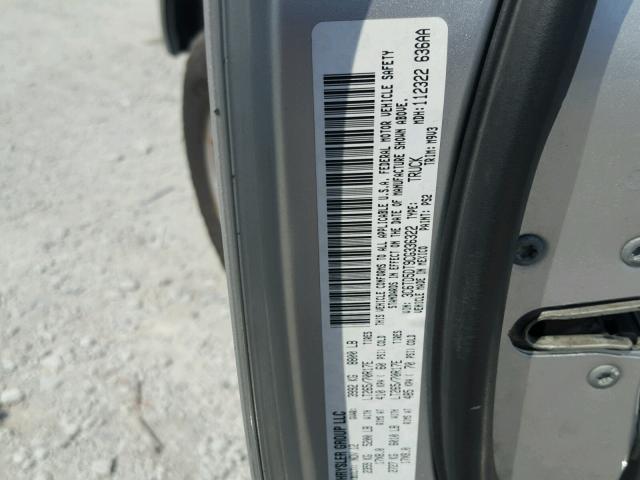 3C6TD5DT9CG336322 - 2012 DODGE RAM 2500 S GRAY photo 10