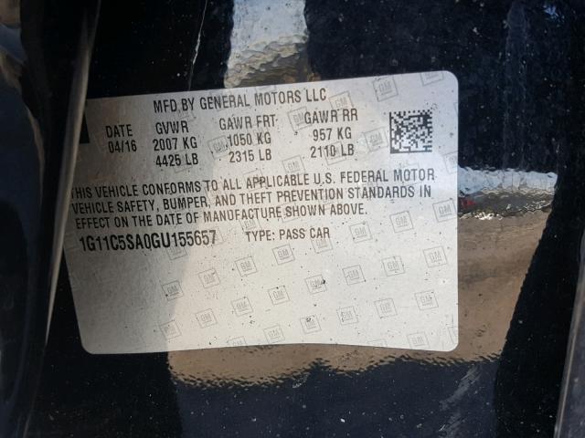 1G11C5SA0GU155657 - 2016 CHEVROLET MALIBU LIM 黑色 照片 10