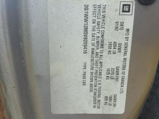 2G1WW12M5V9209416 - 1997 CHEVROLET MONTE CARL 灰色 照片 10