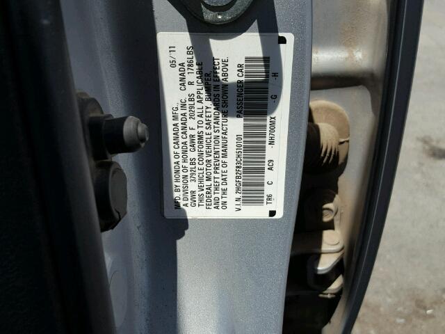 2HGFB2F83CH510101 - 2012 HONDA CIVIC EX Gümüş foto 10