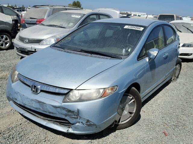 JHMFA36207S029139 - 2007 HONDA CIVIC HYBR BLUE photo 2