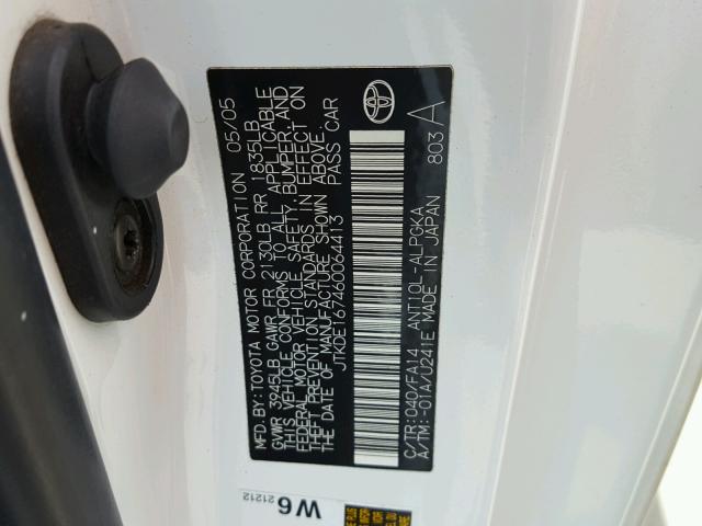 JTKDE167460064413 - 2006 TOYOTA SCION TC 白色 照片 10