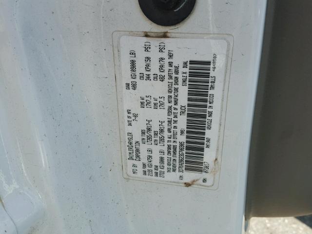 3D7KA28623G706905 - 2003 DODGE RAM 2500 S WHITE photo 10