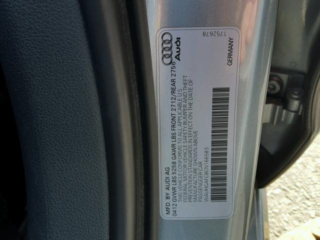 WAUHGAFC8CN166583 - 2012 AUDI A6 PRESTIG GRAY photo 10