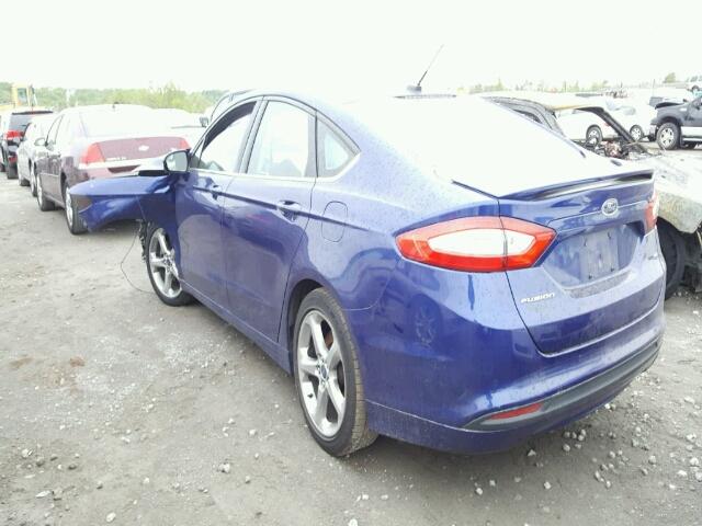 3FA6P0H74ER305053 - 2014 FORD FUSION SE BLUE photo 3