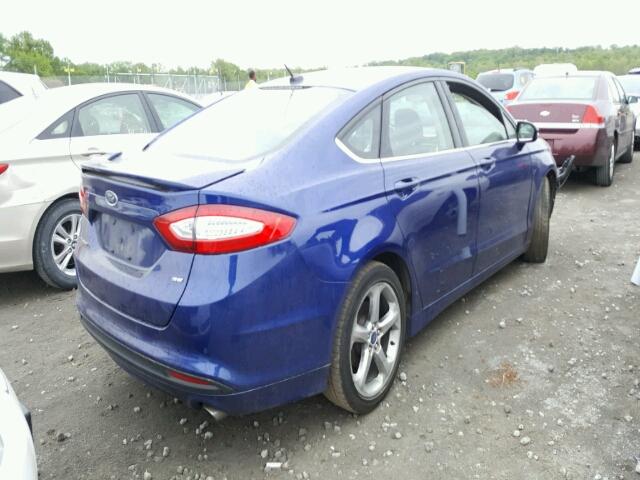 3FA6P0H74ER305053 - 2014 FORD FUSION SE BLUE photo 4