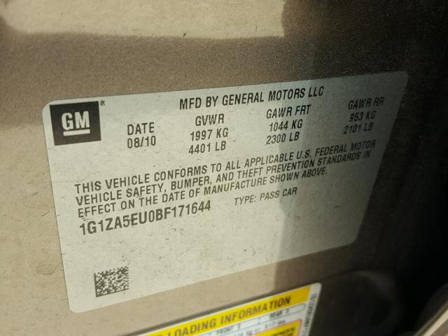 1G1ZA5EU0BF171644 - 2011 CHEVROLET MALIBU LS SILVER photo 10