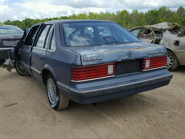 1C3BH48D2HN415825 - 1987 CHRYSLER LEBARON GT BLUE photo 3