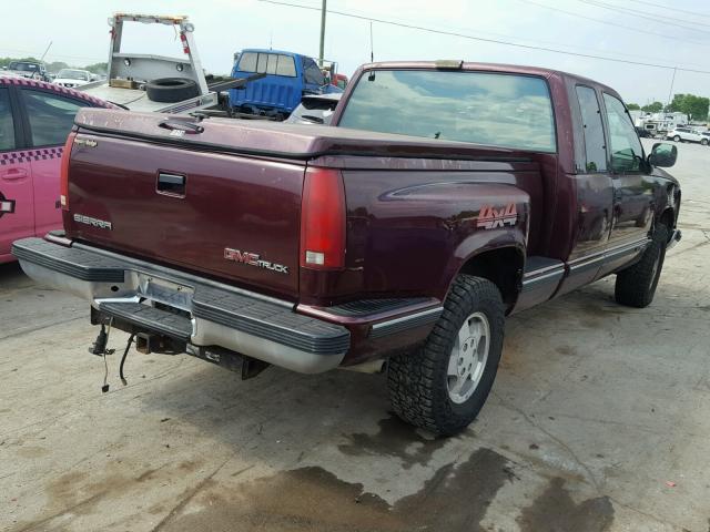 2GTEK19K4P1520582 - 1993 GMC SIERRA K15 MAROON photo 4