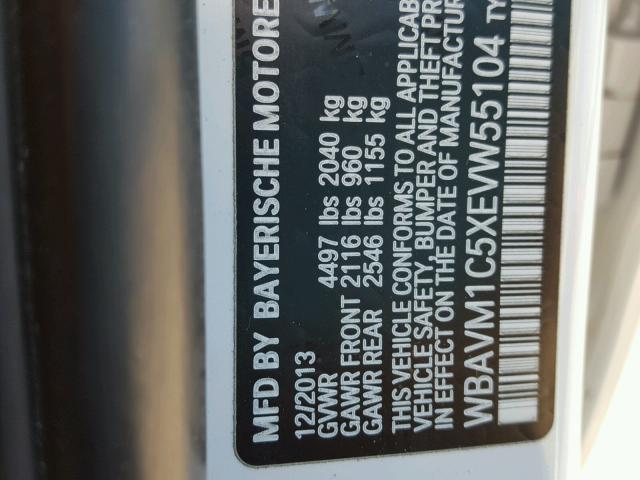 WBAVM1C5XEVW55104 - 2014 BMW X1 SDRIVE2 白色 照片 10