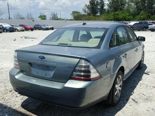 1FAHP24W08G163992 - 2008 FORD TAURUS SEL GREEN photo 4