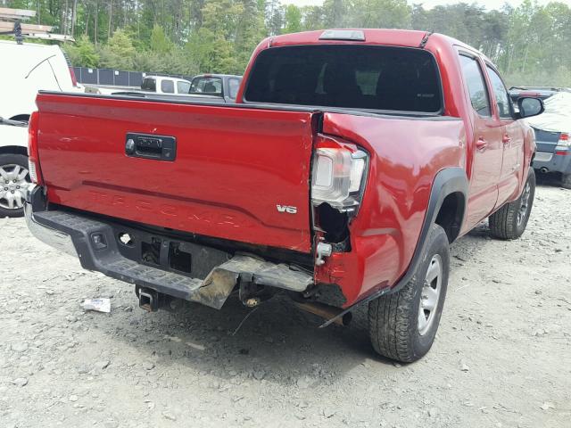 3TMCZ5AN9GM011340 - 2016 TOYOTA TACOMA DOU RED photo 4