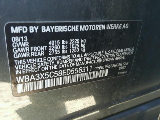 WBA3X5C58ED556311 - 2014 BMW 328 XIGT GRAY photo 10