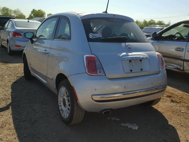 3C3CFFCRXCT104726 - 2012 FIAT 500 LOUNGE SILVER photo 3