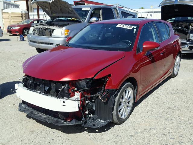 JTHKD5BH9D2130350 - 2013 LEXUS CT 200 RED photo 2