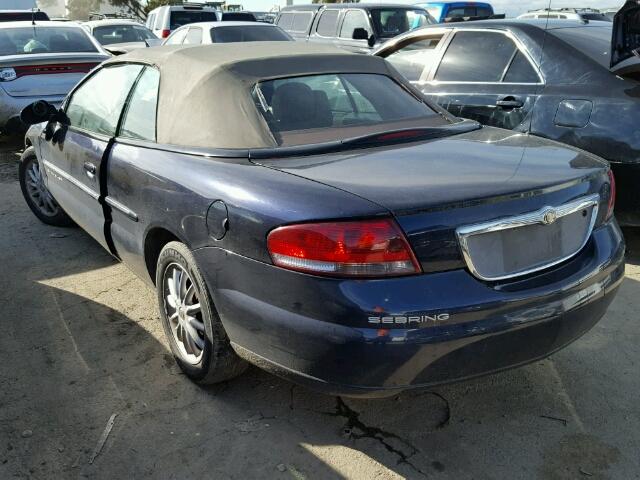 1C3EL45U91N638269 - 2001 CHRYSLER SEBRING LX BLUE photo 3