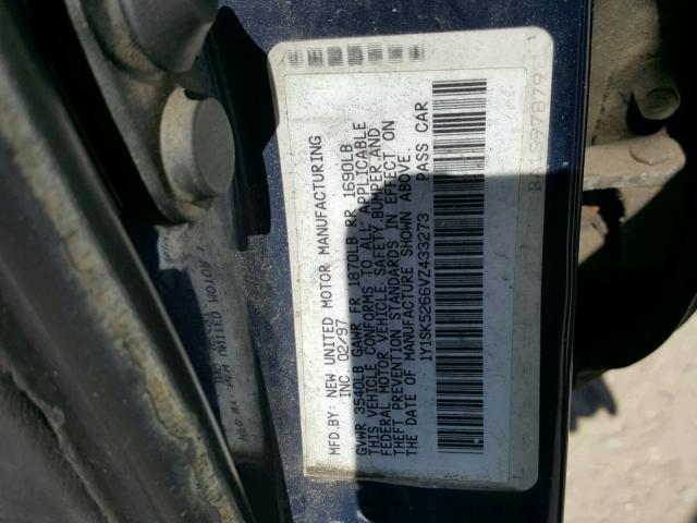 1Y1SK5266VZ433273 - 1997 GEO PRIZM BASE ლურჯი ფოტო 10