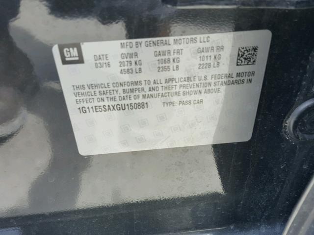 1G11E5SAXGU150881 - 2016 CHEVROLET MALIBU LIM 石墨色 照片 10