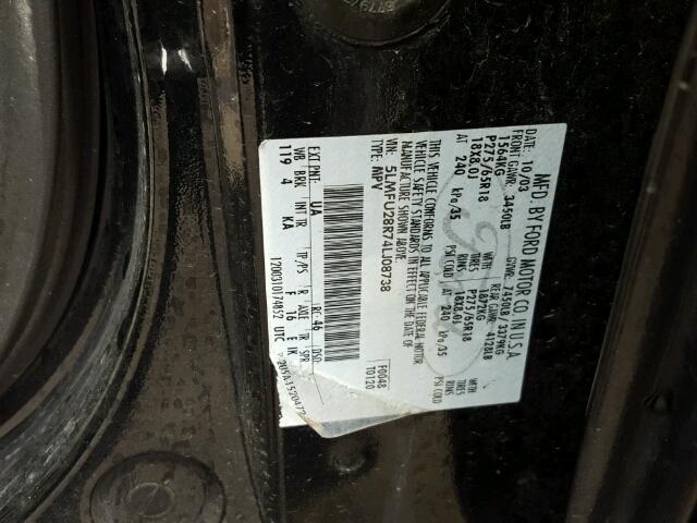 5LMFU28R74LJ08738 - 2004 LINCOLN NAVIGATOR 黑色 照片 10