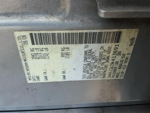 1N4AL21E29N413691 - 2009 NISSAN ALTIMA 2.5 SILVER photo 10