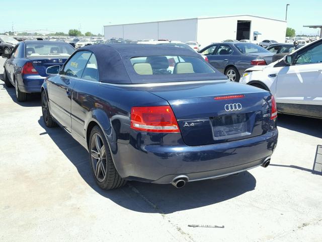 WAUAF48H68K008573 - 2008 AUDI A4 2.0T CA BLUE photo 3