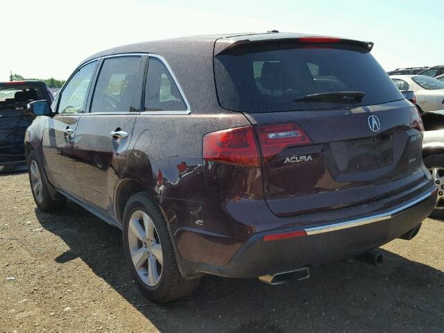 2HNYD2H62AH526911 - 2010 ACURA MDX MAROON photo 3