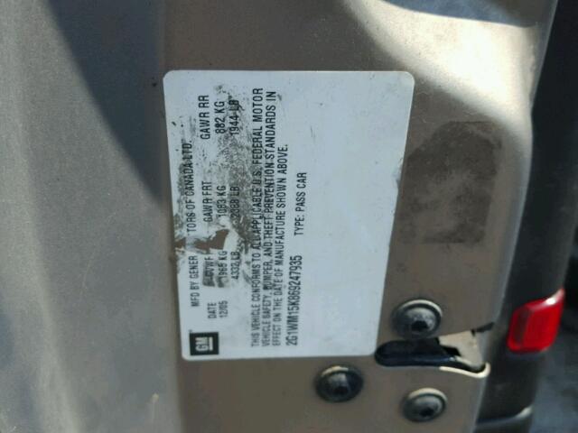 2G1WM15K869247935 - 2006 CHEVROLET MONTE CARL 棕色 照片 10