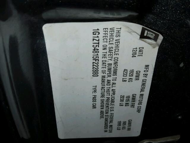 1G1ZT54815F222880 - 2005 CHEVROLET MALIBU LS GRAY photo 10