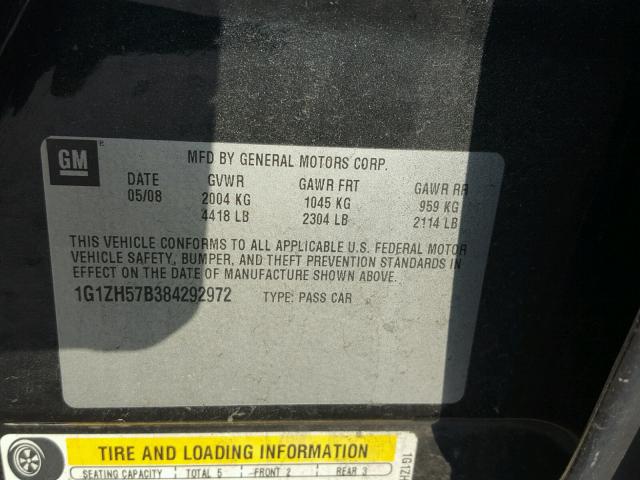 1G1ZH57B384292972 - 2008 CHEVROLET MALIBU 1LT 黑色 照片 10