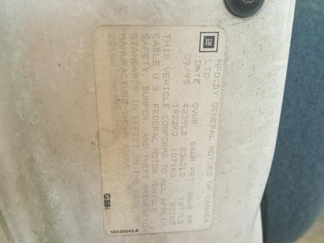 2G1WW12M0T9133729 - 1996 CHEVROLET MONTE CARL 白色 照片 10