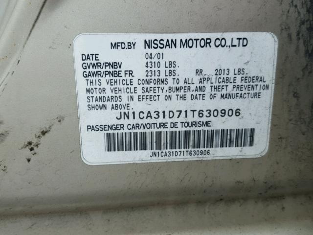 JN1CA31D71T630906 - 2001 NISSAN MAXIMA GXE TAN photo 10