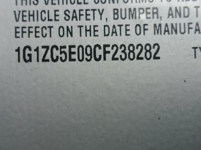 1G1ZC5E09CF238282 - 2012 CHEVROLET MALIBU 1LT 银色 照片 10