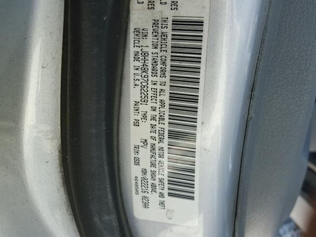 1J8HH48K97C622591 - 2007 JEEP COMMANDER SILVER photo 10