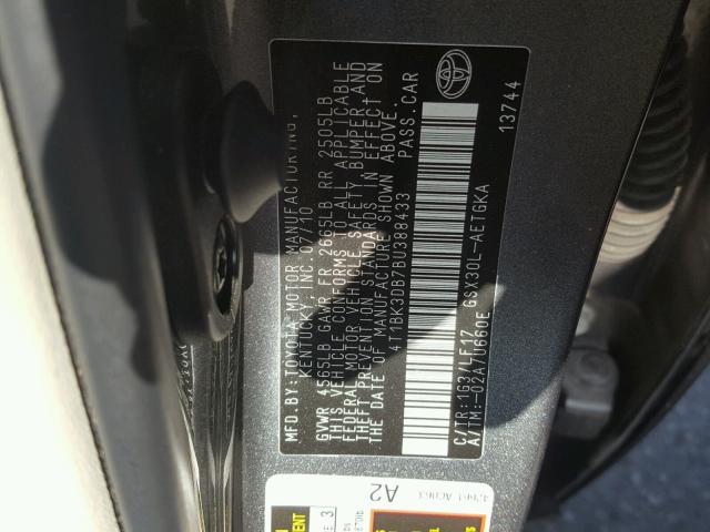 4T1BK3DB7BU388433 - 2011 TOYOTA AVALON BAS GRAY photo 10