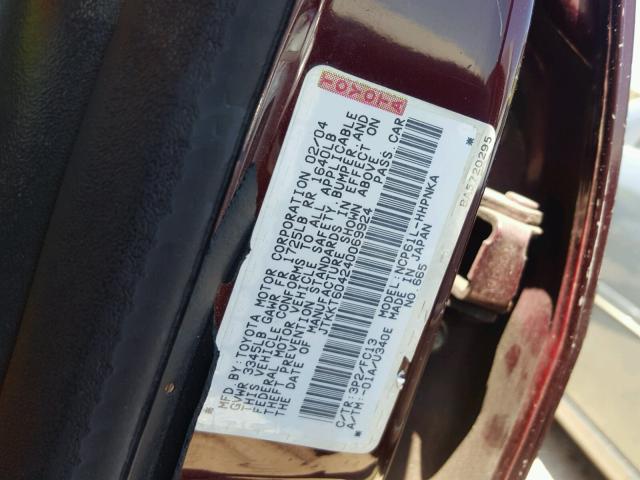 JTKKT604240069924 - 2004 TOYOTA SCION XA იასამნისფერი ფოტო 10