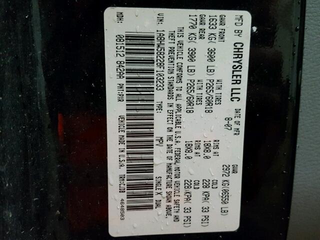 1A8HW58228F103233 - 2008 CHRYSLER ASPEN LIMI 黑色 照片 10