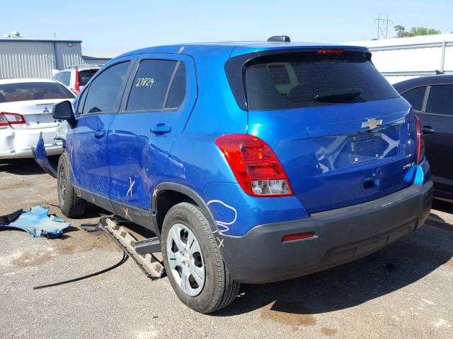 KL7CJKSB2FB215751 - 2015 CHEVROLET TRAX LS BLUE photo 3