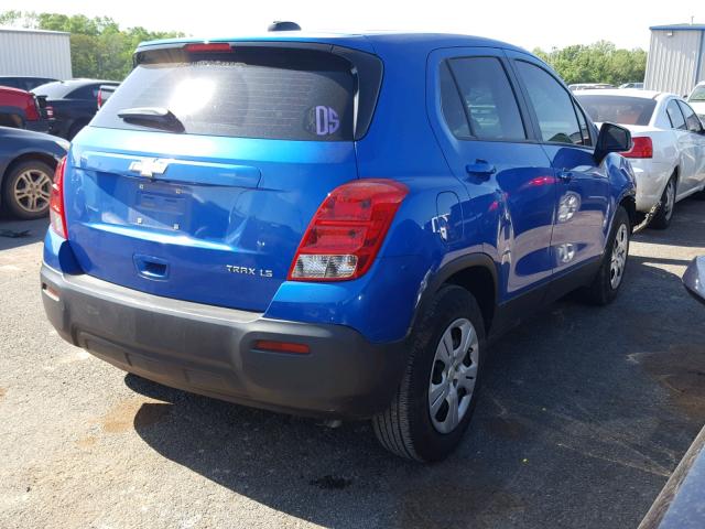 KL7CJKSB2FB215751 - 2015 CHEVROLET TRAX LS BLUE photo 4