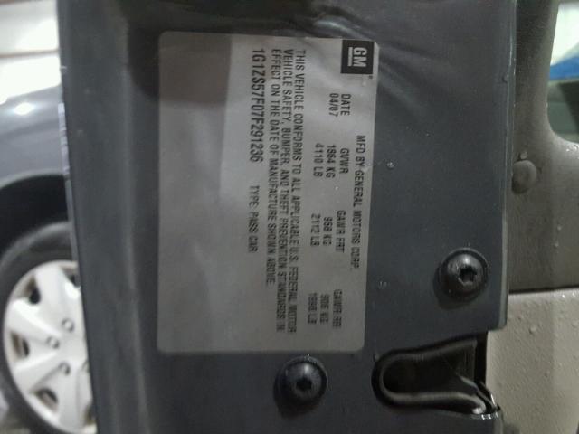 1G1ZS57F07F291236 - 2007 CHEVROLET MALIBU LS ნაცრისფერი ფოტო 10