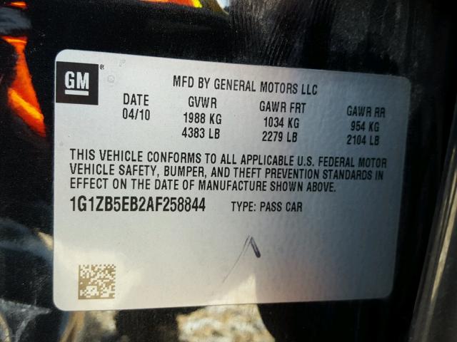 1G1ZB5EB2AF258844 - 2010 CHEVROLET MALIBU LS Qara foto 10