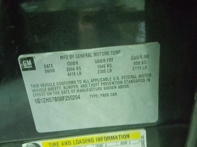 1G1ZH57B08F250294 - 2008 CHEVROLET MALIBU 1LT 黑色 照片 10