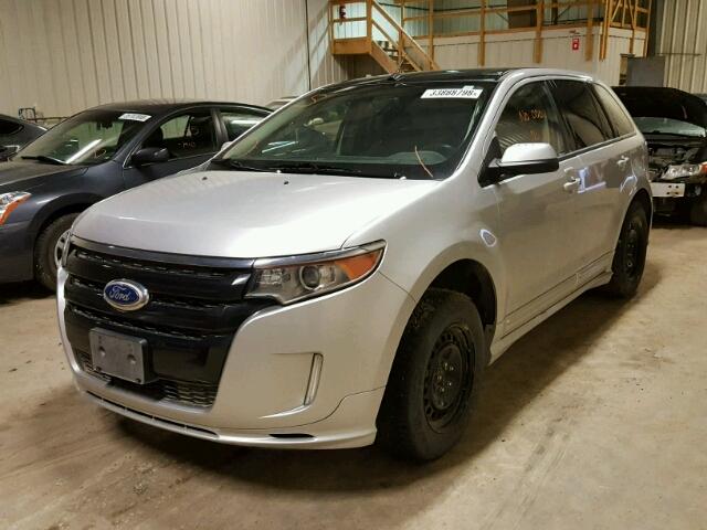 2FMDK4AK8BBB35856 - 2011 FORD EDGE SPORT SILVER photo 2