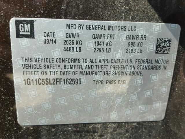 1G11C5SL2FF162596 - 2015 CHEVROLET MALIBU 1LT 紫色 照片 10