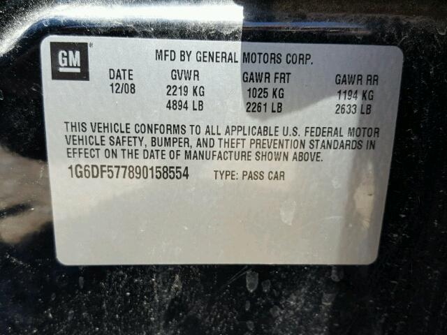 1G6DF577890158554 - 2009 CADILLAC CTS BLACK photo 10