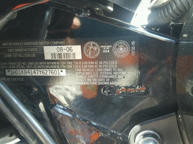 1HD1KB4147Y627601 - 2007 HARLEY-DAVIDSON FLHX BLACK photo 10